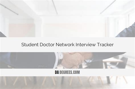 Student doctor network interview - 5. Feb 4, 2020. #1. Here are some questions that can be asked in an interview. Some of these questions I got asked when I did a few interviews. I'm also going to post some side notes of my experiences and tips with interviewing so y'all can get an idea of whats to come and what you can take away from it. Tell me about a time …